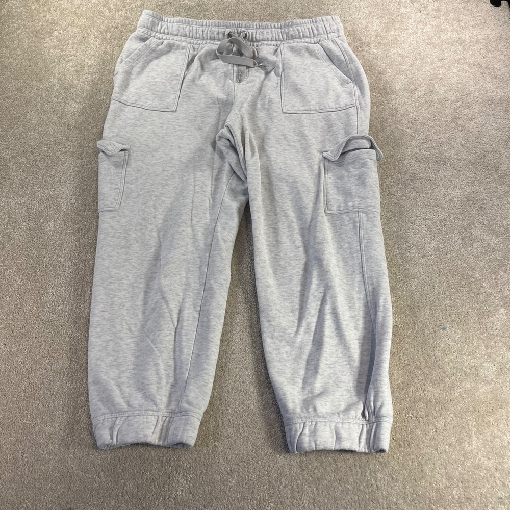 Calvin Klein Cargo Joggers Womens XXL Gray Fleece Drawstring Sweatpants